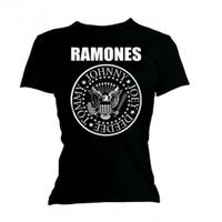 Ramones Seal Skinny Ladies Black T Shirt: Medium