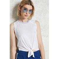 Raw-Cut Tie-Front Top