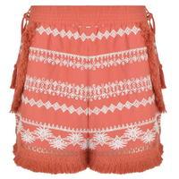 rachel zoe karlene fringe embroidered shorts