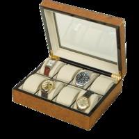 Rapport 8 Watch Glass Top Collector Box in Walnut Burr