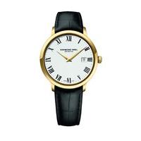 Raymond Weil Toccata men\'s gold-plated black leather strap watch