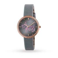 radley ry2338 womens rosemary gardens leather strap watch grey