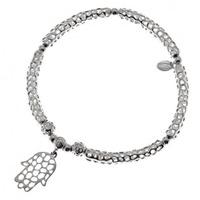 Rachel Galley Sterling Silver Hamsa Bar Elasticated Bracelet