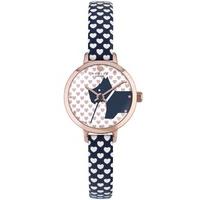 radley ladies rose gold plated blue heart strap watch ry2378