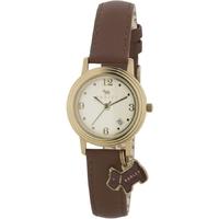 radley gold plated brown strap gold dial with date watch ry2140