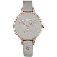 radley ladies rose gold plated grey leather strap watch ry2390