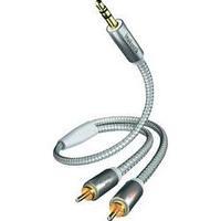 RCA / Jack Audio/phono Cable [2x RCA plug (phono) - 1x Jack plug 3.5 mm] 1.50 m White, Silver gold plated connectors Ina