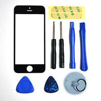 Repair LCD Front Screen Glass Lens Part with 3M Sticker and Assembly Tools for iPhone 5 (Black)