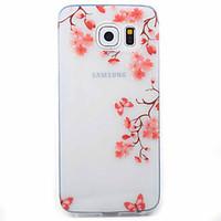 Red Flower Pattern Material TPU Phone Case for Samsung Galaxy S5 S6 S7 S6 Edge S7 Edge