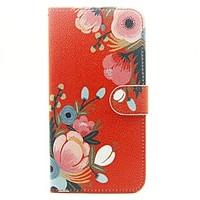 Red Flower Pattern PU Leather Full Body Case with Stand and Card Slot for iPhone 6s Plus 6 Plus 6s 6 SE 5s 5