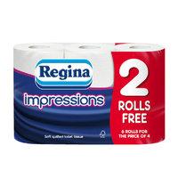 Regina Impressions Toilet Rolls White - 6 Pack