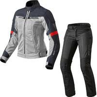 Rev It Airwave 2 Ladies Motorcycle Jacket & Trousers Silver Red Black Kit