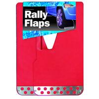 Red Pair Of Rally Mud Flaps With Chrome Plating