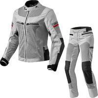 Rev It Tornado 2 Ladies Motorcycle Jacket & Trousers Black Silver Kit