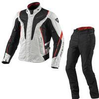 Rev It Vapor Motorcycle Jacket and Trousers Silver Red Black Kit