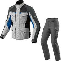 Rev It Outback 2 Motorcycle Jacket &amp; Trousers Silver Blue Black Kit
