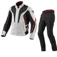 Rev It Vapor Motorcycle Jacket and Trousers Silver Red Black Kit