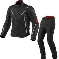 rev it vapor motorcycle jacket and trousers black red kit