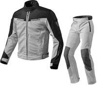 Rev It Airwave 2 Motorcycle Jacket & Trousers Black Silver Kit