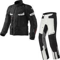 rev it defender pro gtx motorcycle jacket and trousers black grey kit