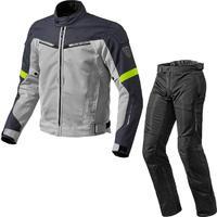Rev It Airwave 2 Motorcycle Jacket &amp; Trousers Silver Neon Yellow Black Kit