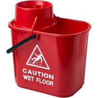 Red Plastic Mop Bucket and Wringer - 15 Litre