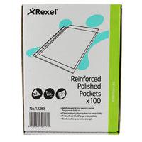 Rexel Copyking Clear Reinforced Pockets A4 100 Pack