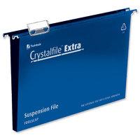 Rexel Crystalfile Extra 30mm Suspension File Blue Foolscap (Pack of 25)