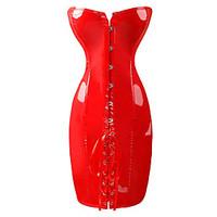 Red PVC Strapless Bodycon Dress Sexy Unifrom