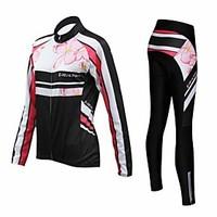 Realtoo Cycling Jersey with Tights Women\'s Long Sleeve Bike Clothing SuitsThermal / Warm Quick Dry Moisture Permeability Breathable