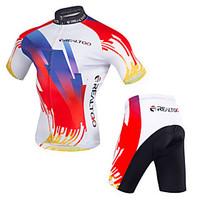 Realtoo Cycling Jersey with Shorts Men\'s Short Sleeve BikeAnatomic Design Front Zipper Breathable Lightweight Materials 3D Pad