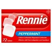 rennie peppermint heartburn indigestion relief 72 tablets