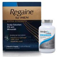 Regaine Extra Strength Solution & MediGro Advanced Hair Supplement Treatment for Men Pack