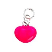 Red Enamel Heart Charm With Ring Link