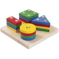 recycled wood 7 piece sorting and stacking boat playset