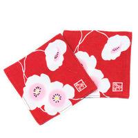 Reversible Cloth Coasters - Red And Blue, Poppy Pattern