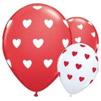 Red and White Heart Balloons