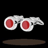 red enamel round cufflinks