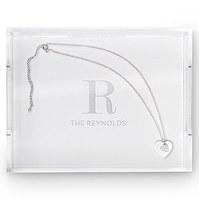 Rectangular Acrylic Tray - Modern Serif Initial Etching