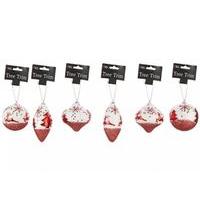 Red Deluxe Scene Christmas Decorations - 3 Assorted Shapes - 2 Assorted Designs.