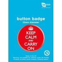 Red Keep Calm And Carry On Button Badge