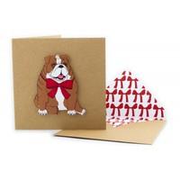 Red Ribbon British Bulldog Christmas Card