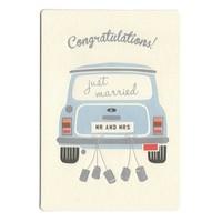 Retro Mini Classic Just Married Wedding Day Card