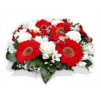 Red and White Funeral Posy