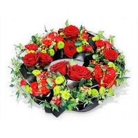 red rose and ivy wreath