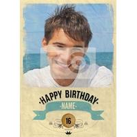 retro poster 16th birthday photo card