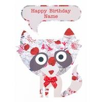 red cat birthday card