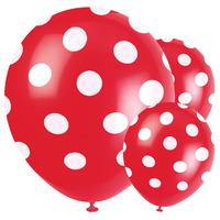 Red Polka Latex Party Balloons