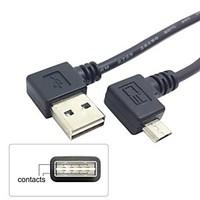 Reversible Left Right Angled 90 Degree USB 2.0 Male to Right Angled Micro USB 5Pin Male Cable 25cm
