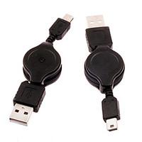 Retractable USB2.0 Male to Mini USB2.0 Male Cable